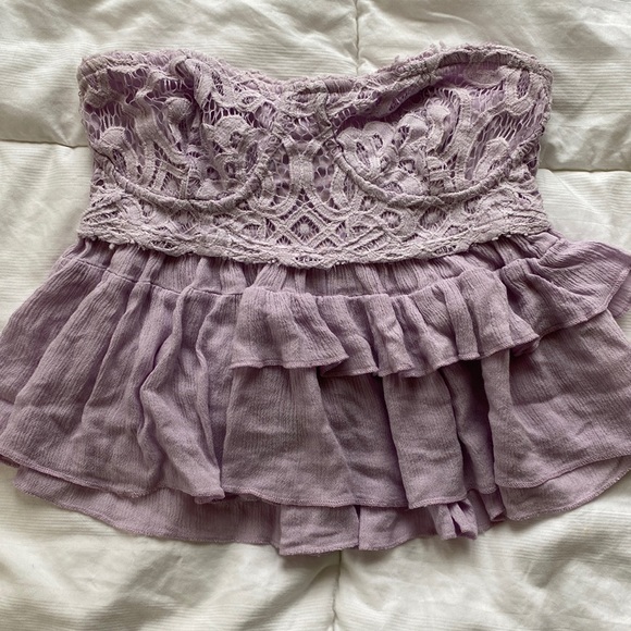 Free People light purple strapless top - Picture 1 of 3